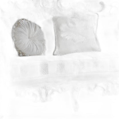 61" Ivory And Silver Damask Chesterfield Loveseat