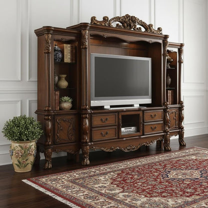 118" Dark Brown Solid Wood Floating Mount Entertainment Center
