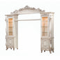 101" Antiqued White and Clear Distressed Solid Wood and Wood Textured Door Entertainment Center With Four Doors