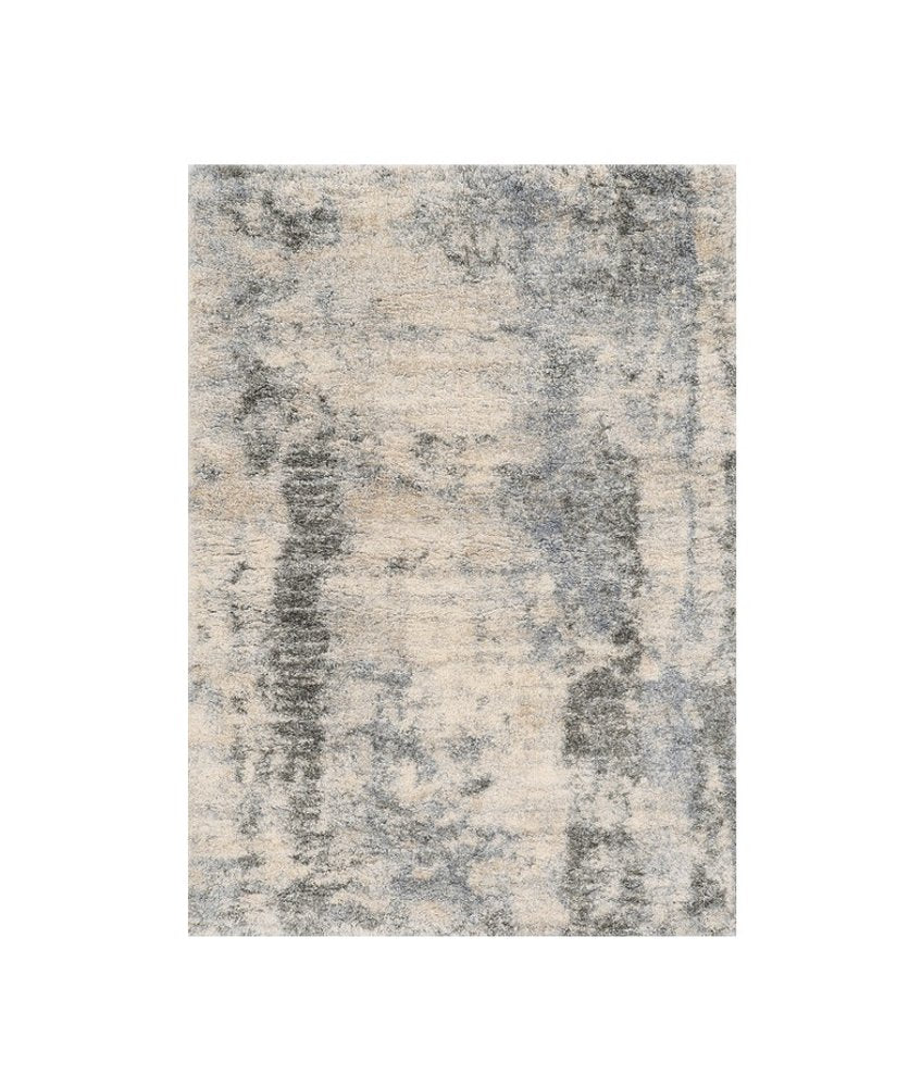 8' X 10' Ivory And Blue Abstract Area Rug