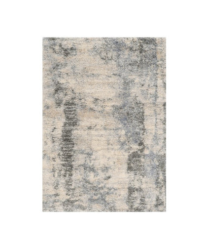 8' X 10' Ivory And Blue Abstract Area Rug