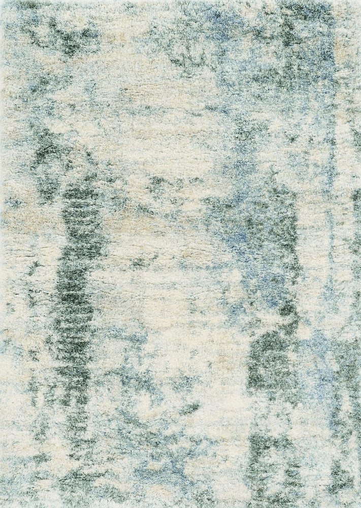 5' X 8' Ivory And Blue Abstract Area Rug