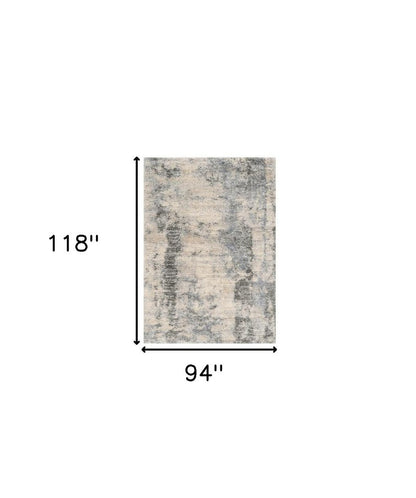 8' X 10' Ivory And Blue Abstract Area Rug