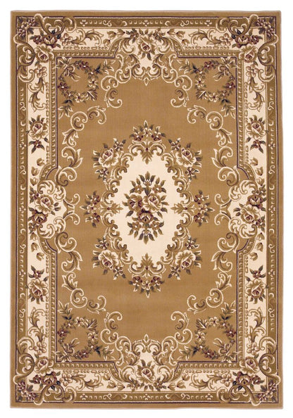 2' X 3' Beige Ivory And Brown Floral Medallion Area Rug