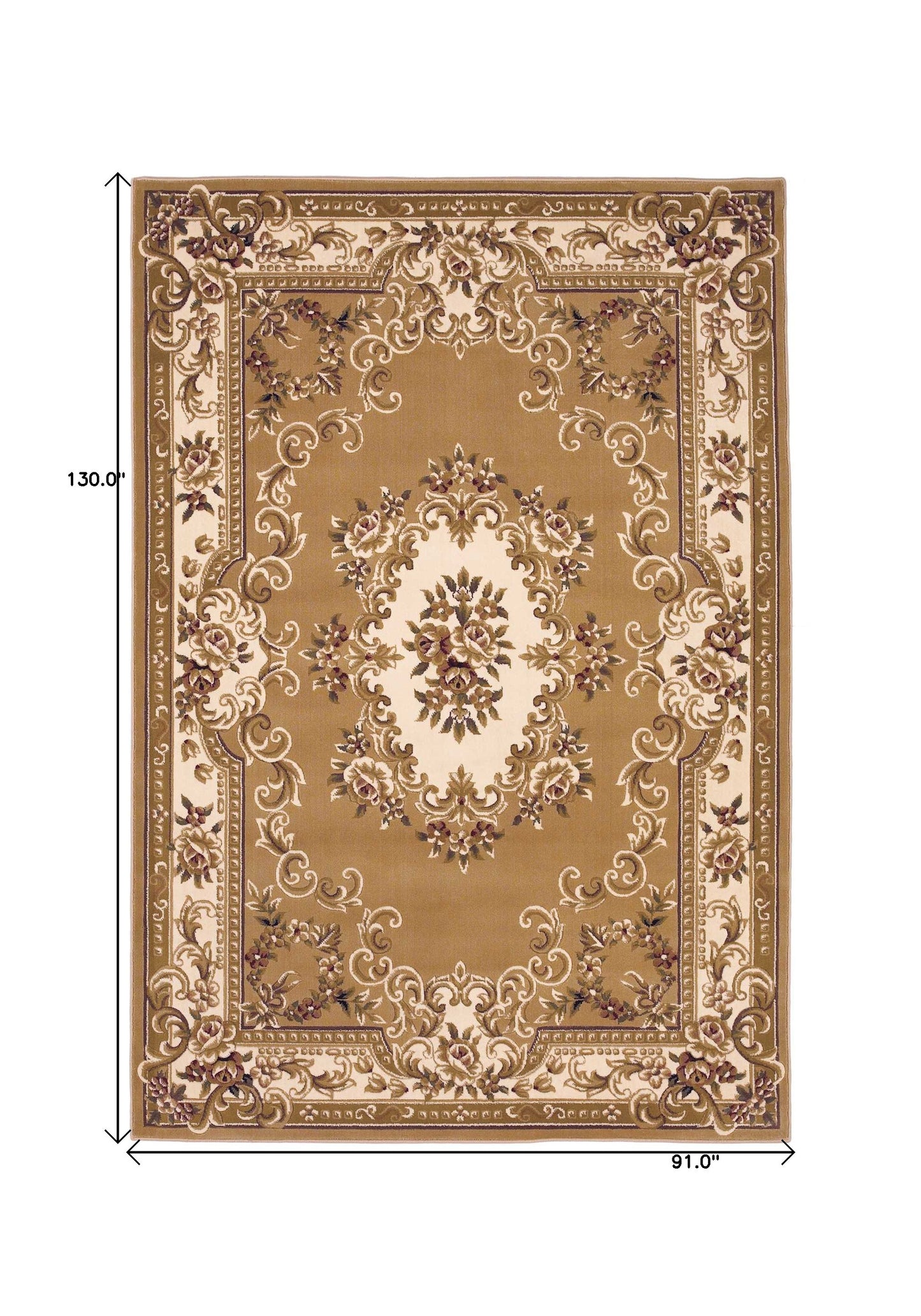 2' X 3' Beige Ivory And Brown Floral Medallion Area Rug