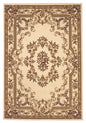 8' X 11' Ivory Machine Woven Hand Carved Floral Medallion Indoor Area Rug