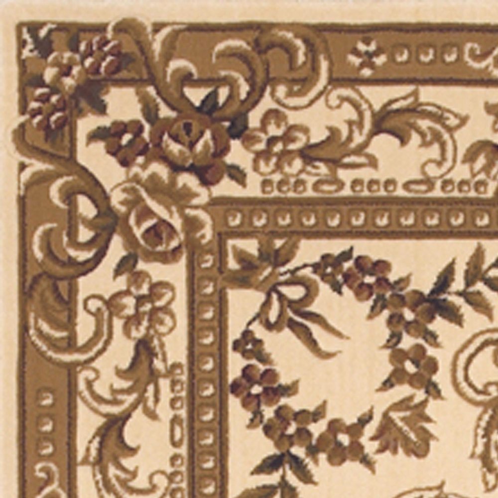 2' X 3' Beige And Brown Floral Medallion Area Rug