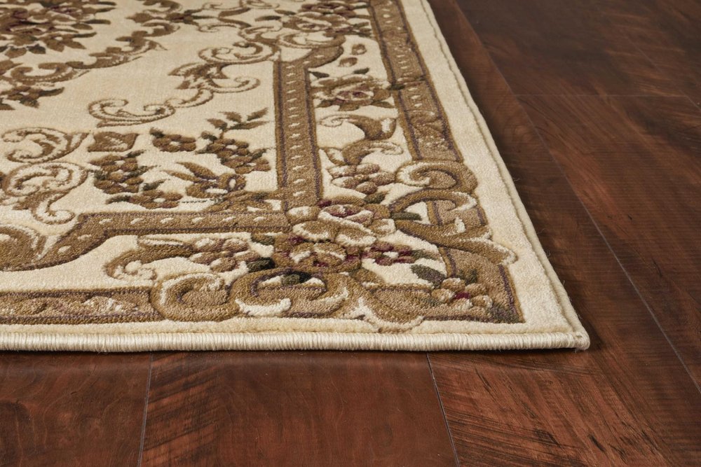 5' X 8' Beige And Brown Floral Medallion Area Rug