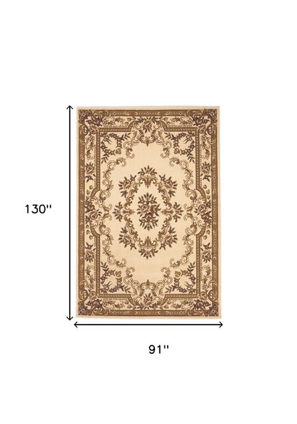 2' X 3' Beige And Brown Floral Medallion Area Rug