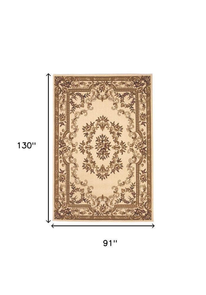 2' X 3' Beige And Brown Floral Medallion Area Rug