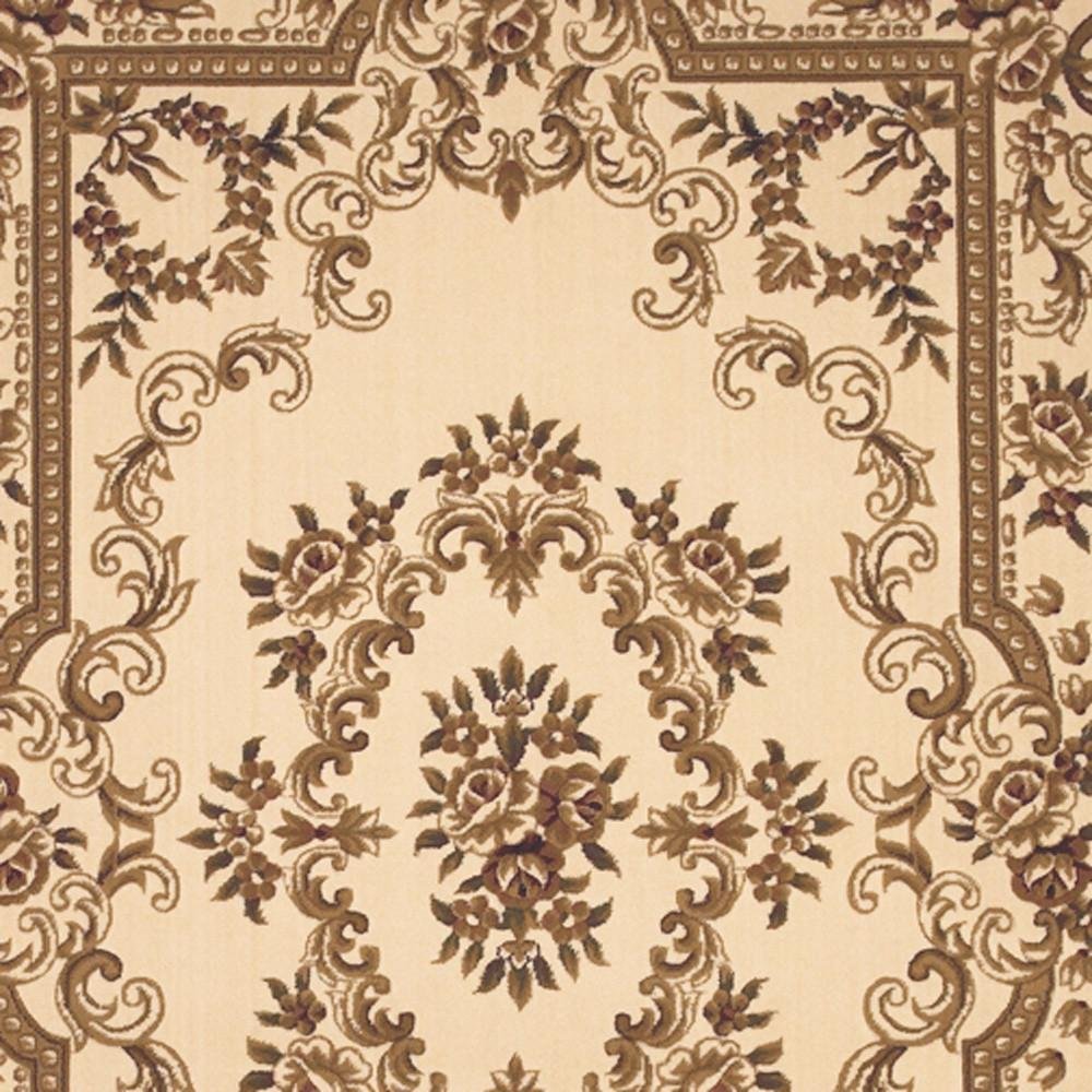 5' X 8' Beige And Brown Floral Medallion Area Rug