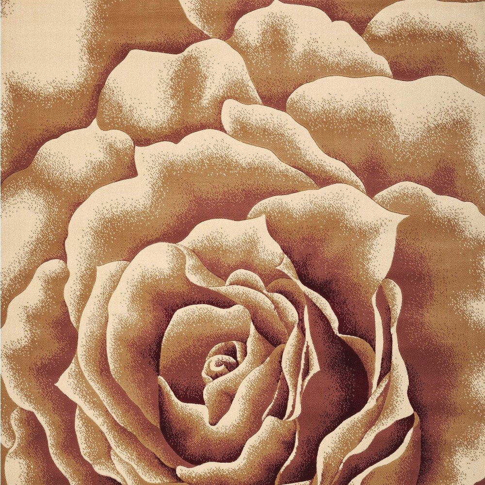 2' X 3' Ivory Brown And Red Floral Area Rug