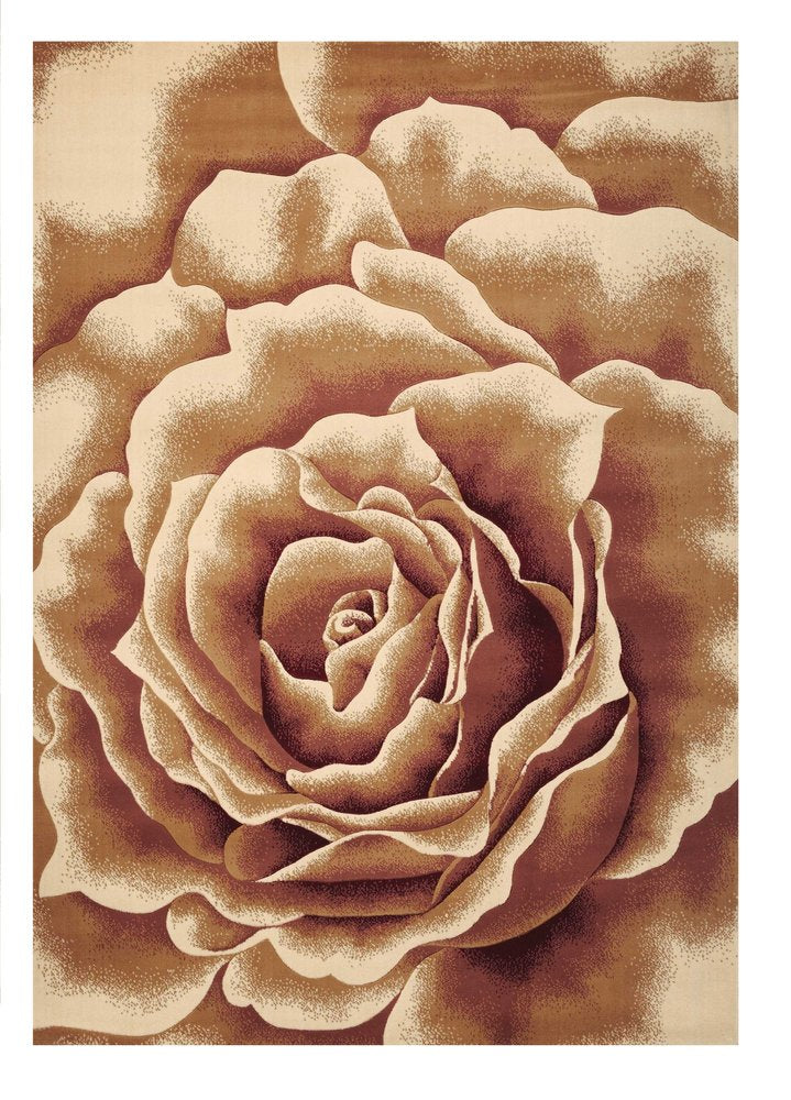 2' X 3' Ivory Brown And Red Floral Area Rug