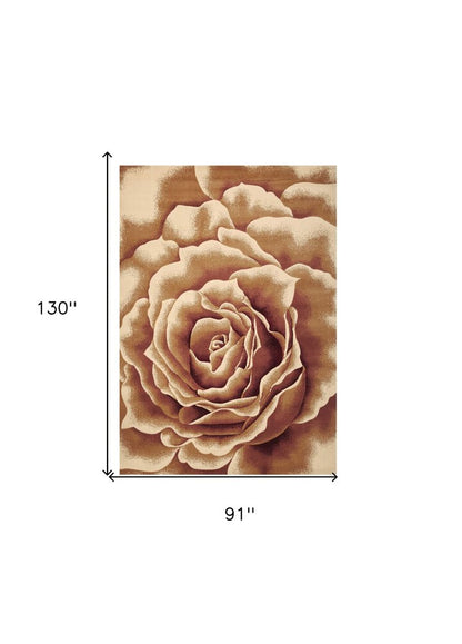 2' X 3' Ivory Brown And Red Floral Area Rug