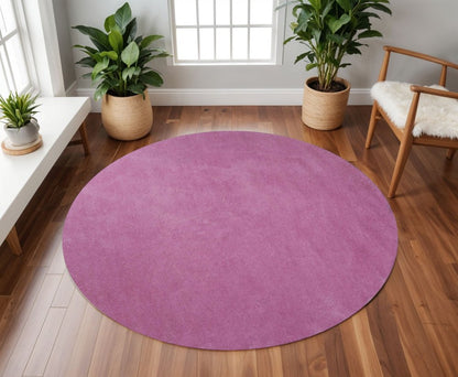 8' Hot Pink Hand Woven Round Rug