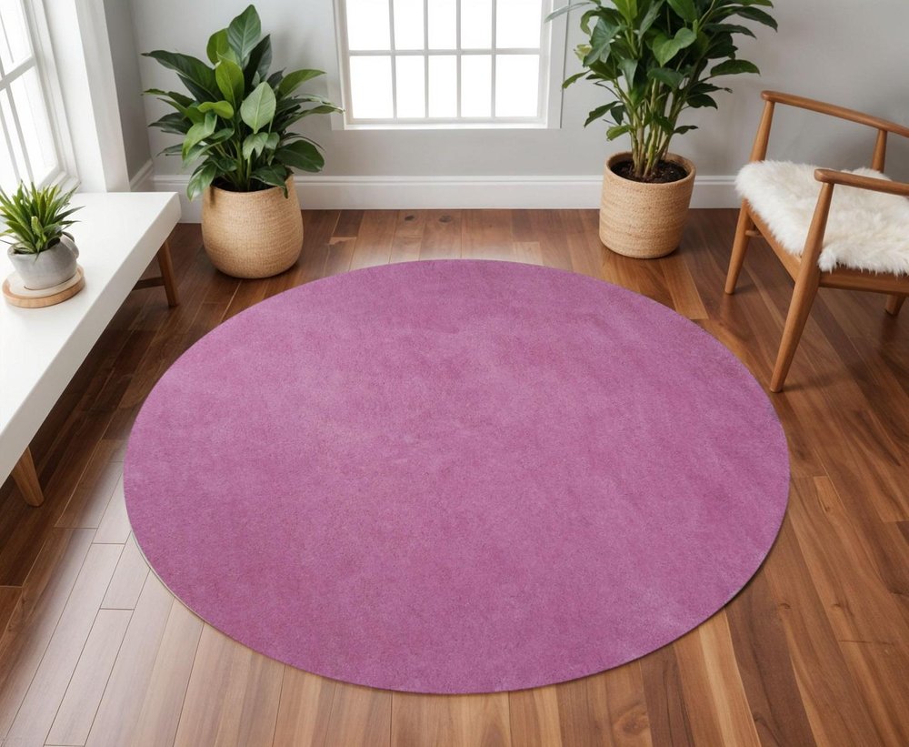 8' X 10' Hot Pink Shag Hand Woven Area Rug