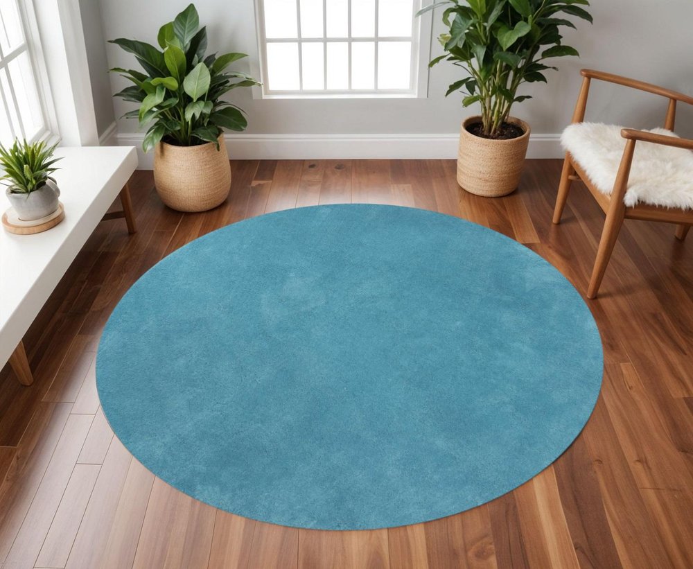 8' X 10' Blue Shag Hand Woven Area Rug