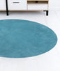 8' Round  Polyester Highlighter Blue Area Rug