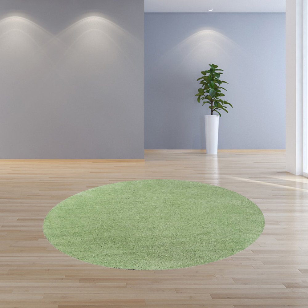 5' X 7' Green Shag Hand Woven Area Rug