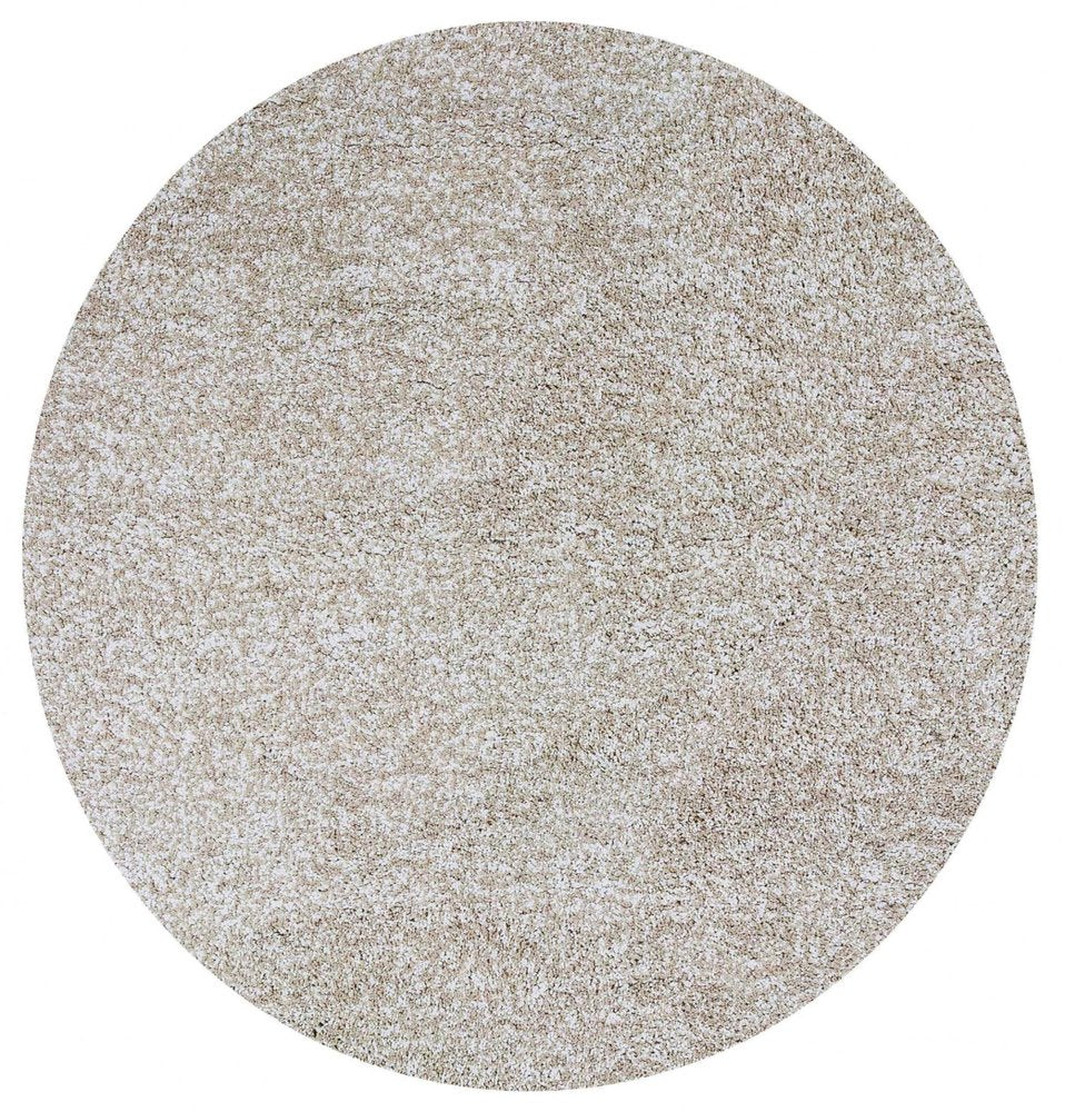 5' X 7' Ivory Shag Hand Woven Area Rug