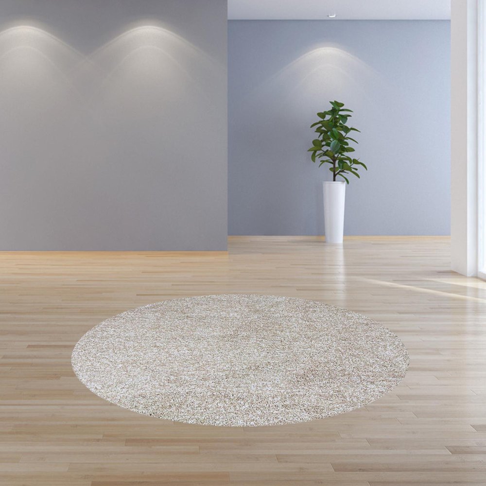 5' X 7' Ivory Shag Hand Woven Area Rug