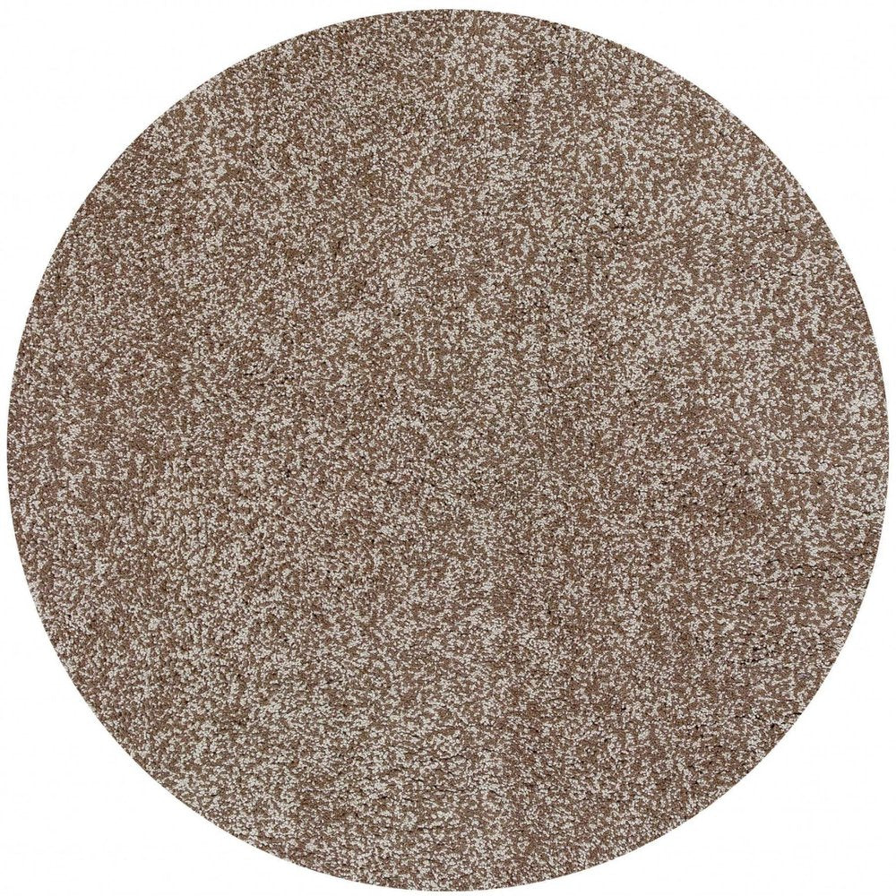 5' X 7' Beige And Brown Abstract Shag Hand Woven Area Rug