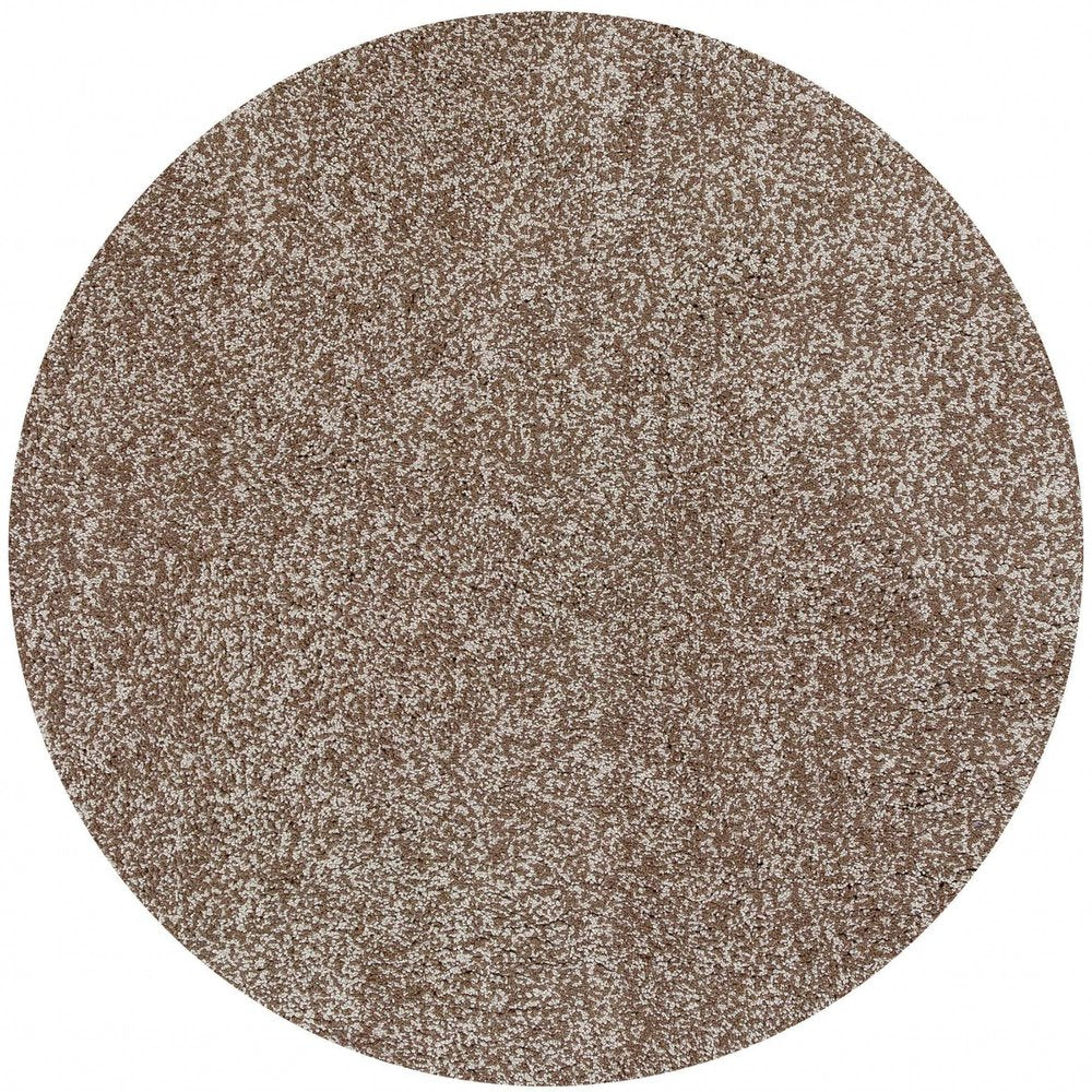 5' X 7' Beige And Brown Abstract Shag Hand Woven Area Rug