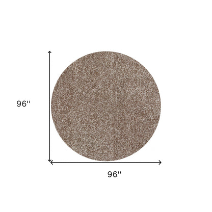 8' Beige Heather Round Indoor Shag Rug