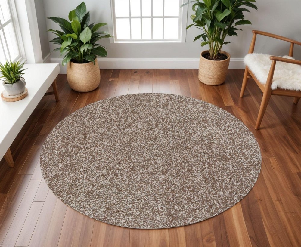 8' X 10' Beige And Brown Abstract Shag Hand Woven Area Rug