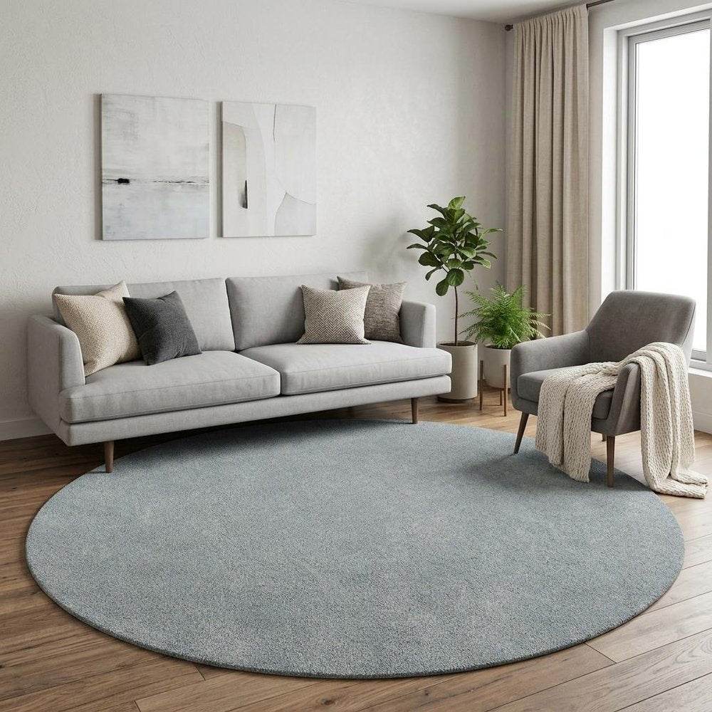 8' Blue Hand Woven Round Rug