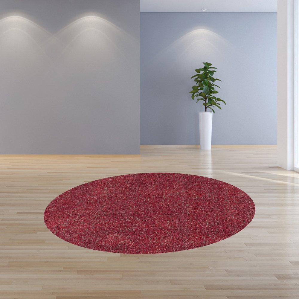 2' X 4' Red Shag Hand Woven Area Rug