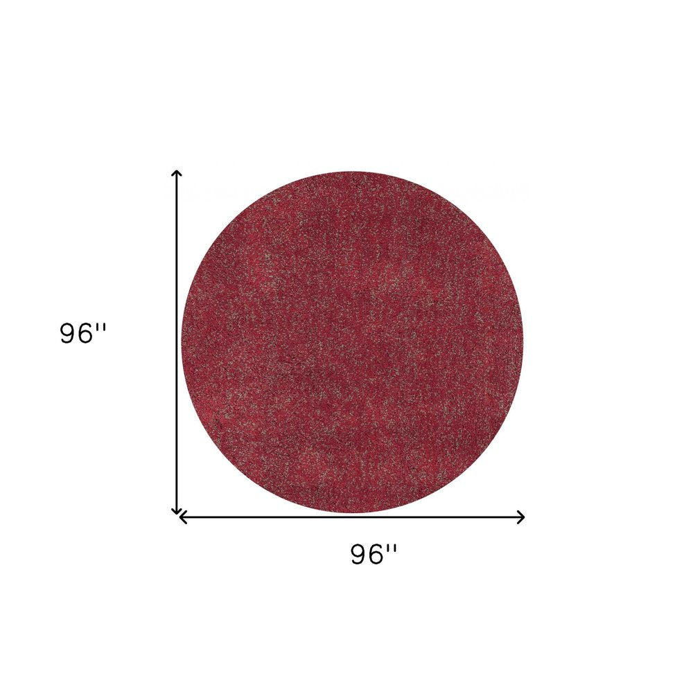 8' Red Hand Woven Round Rug