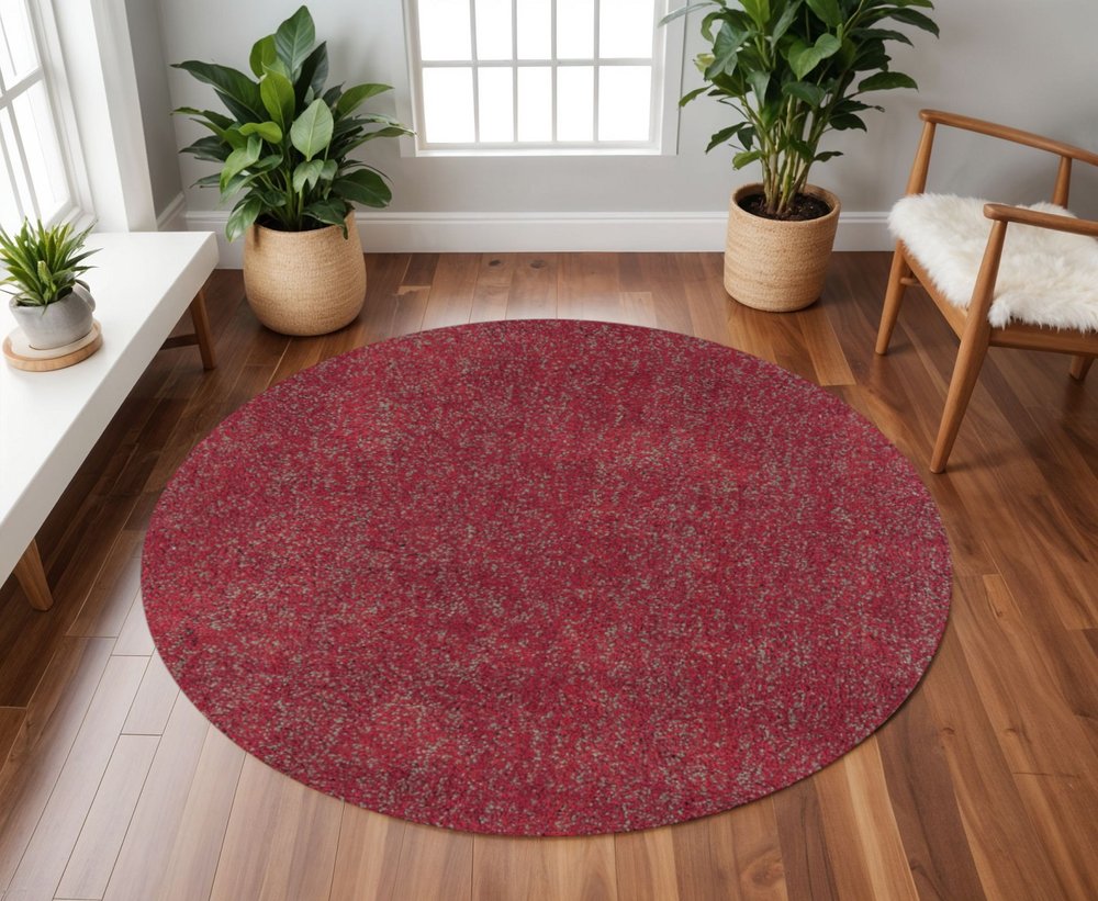 8' X 11' Red Shag Hand Woven Area Rug