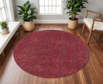 8' Red Hand Woven Round Rug
