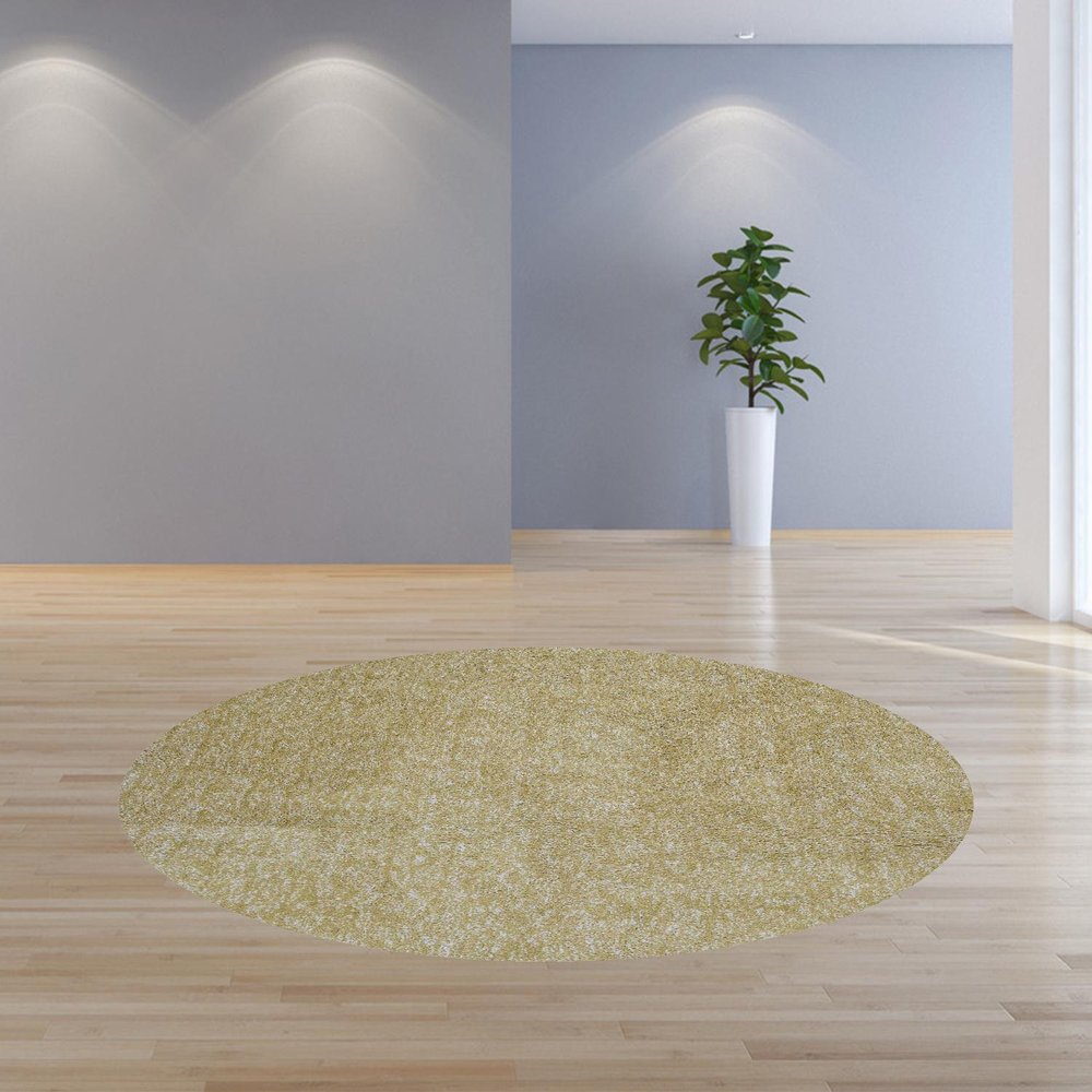 8' Yellow Hand Woven Round Rug