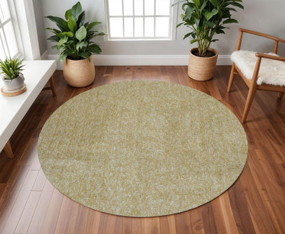 8' Yellow Hand Woven Round Rug