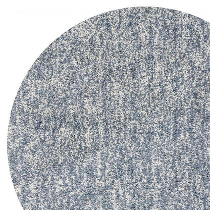 8' Slate Blue And Ivory Abstract Hand Woven Round Rug
