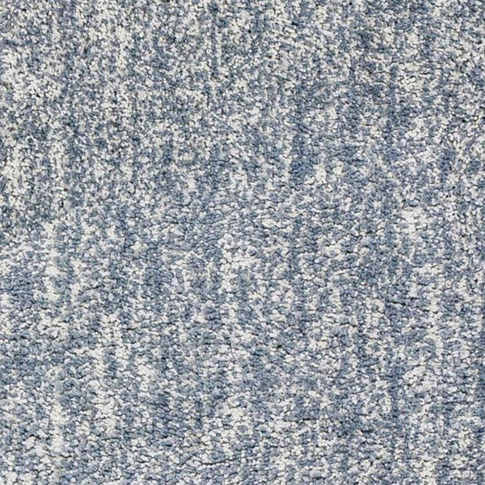 5' X 7' Slate Blue And Ivory Abstract Shag Hand Woven Area Rug