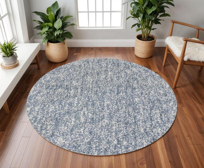 8' X 10' Slate Blue And Ivory Abstract Hand Woven Area Rug