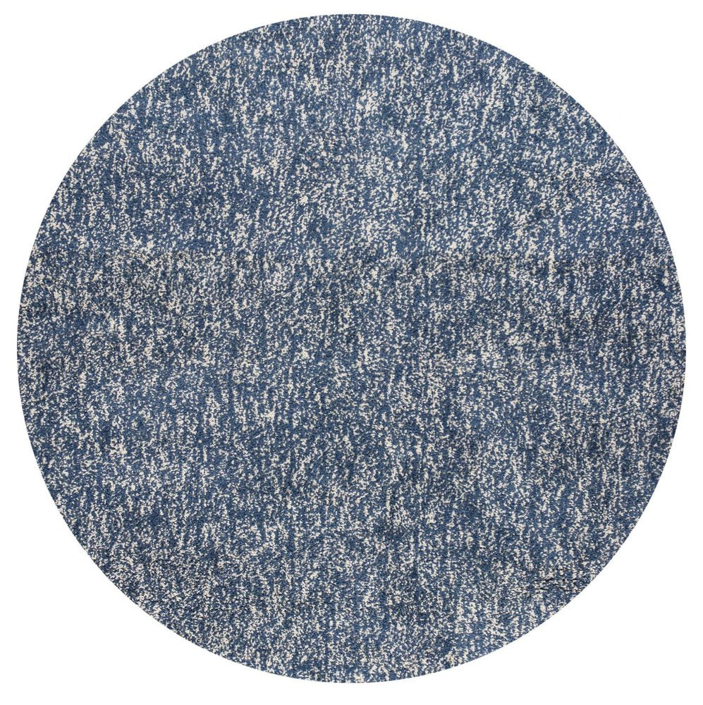 8' X 10' Indigo And Ivory Abstract Shag Hand Woven Area Rug