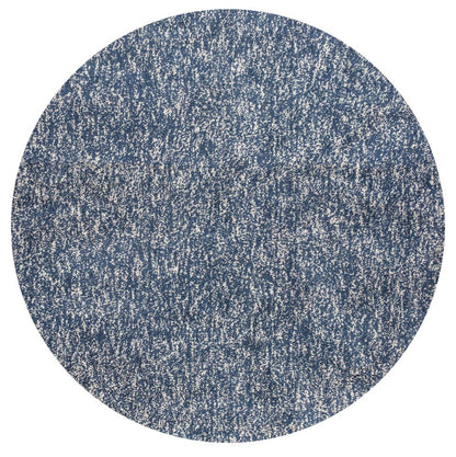 8' X 10' Indigo And Ivory Abstract Shag Hand Woven Area Rug