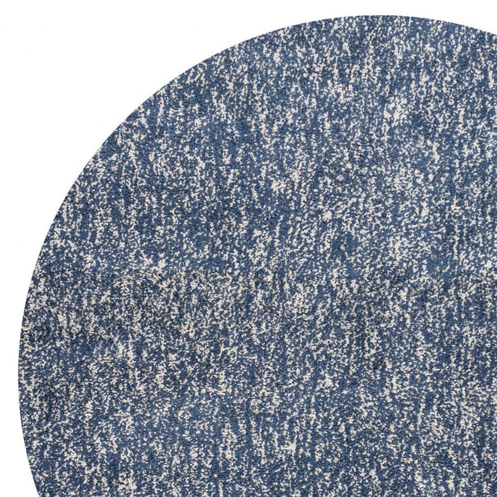 6' Indigo And Ivory Abstract Hand Woven Round Rug