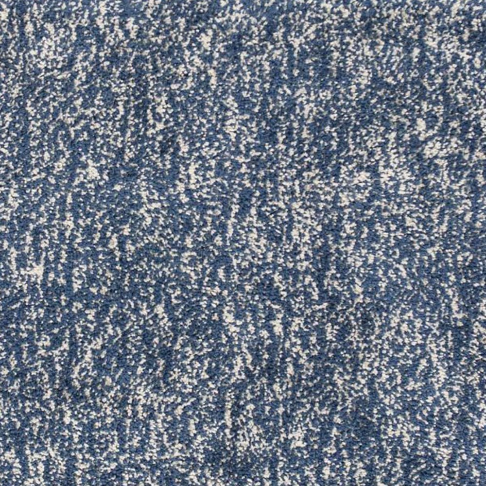 8' X 10' Indigo And Ivory Abstract Shag Hand Woven Area Rug