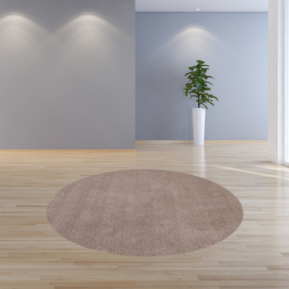 8' X 10' Beige Shag Hand Woven Area Rug