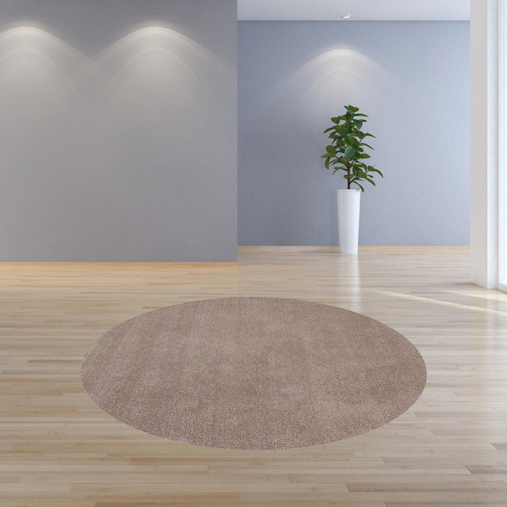 8' X 10' Beige Shag Hand Woven Area Rug