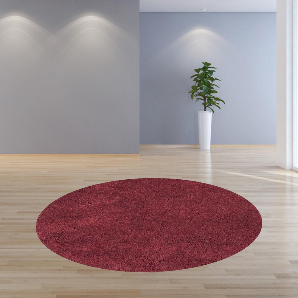 8' Red Hand Woven Round Rug