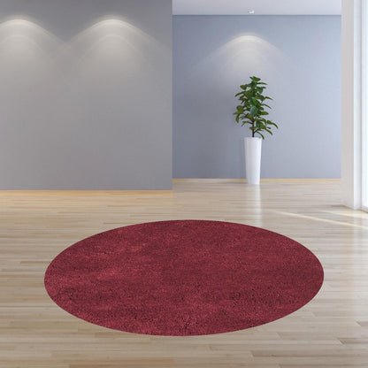 8' Red Hand Woven Round Rug