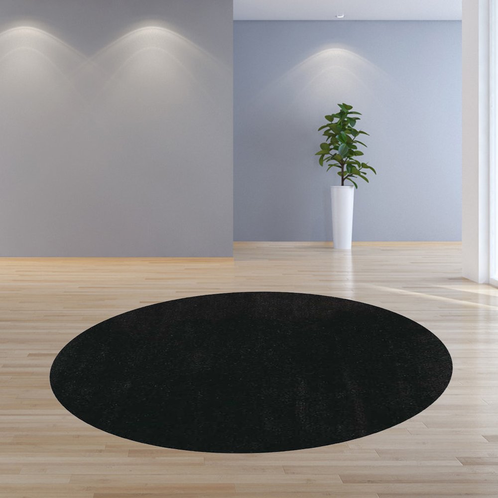 6' Espresso Shag Hand Woven Round Rug