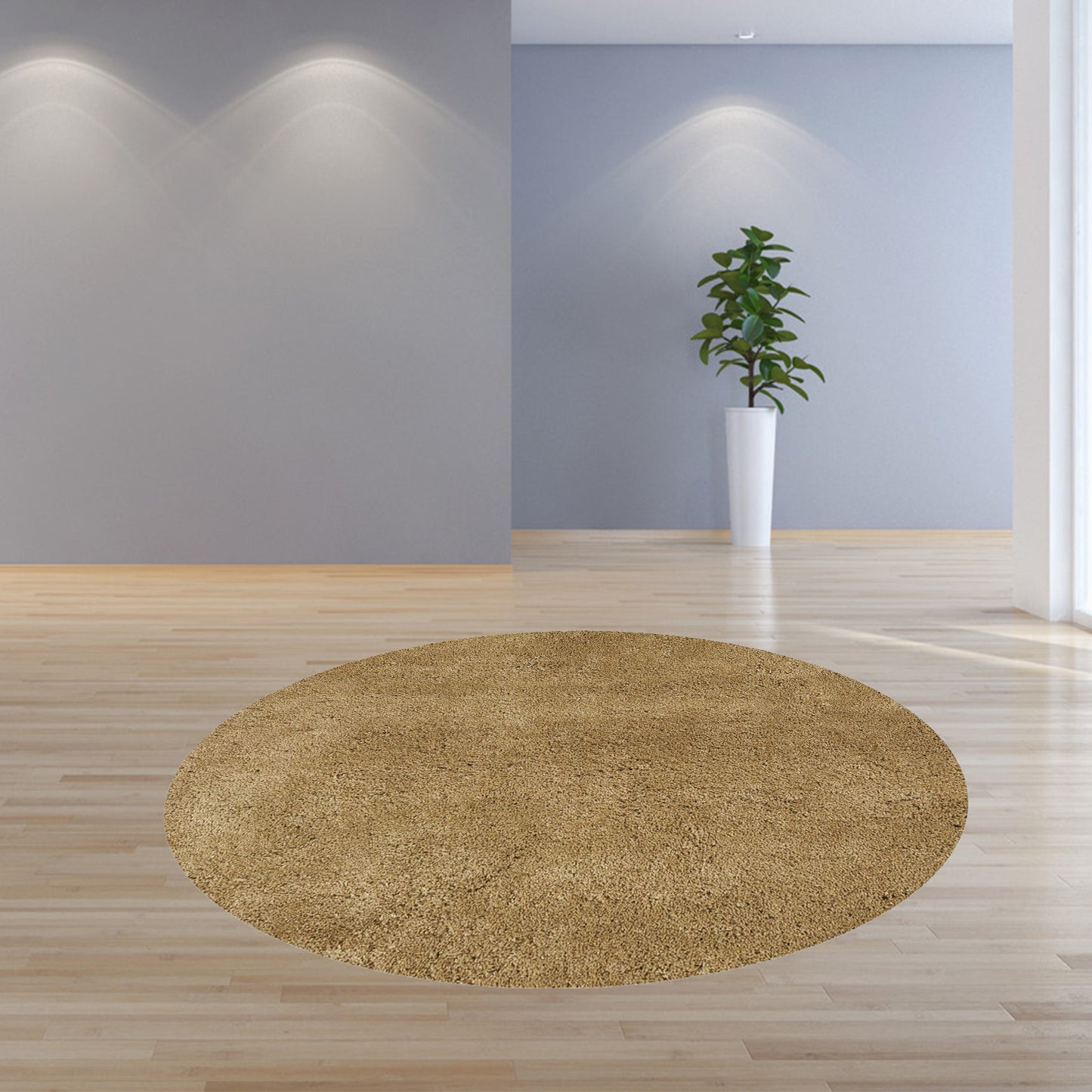 8' Round  Polyester Gold Area Rug