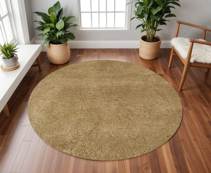 6' Gold Hand Woven Round Rug